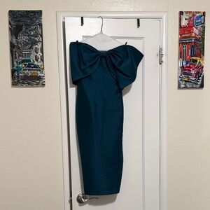 Badgley Mischka Strapless Teal Dress